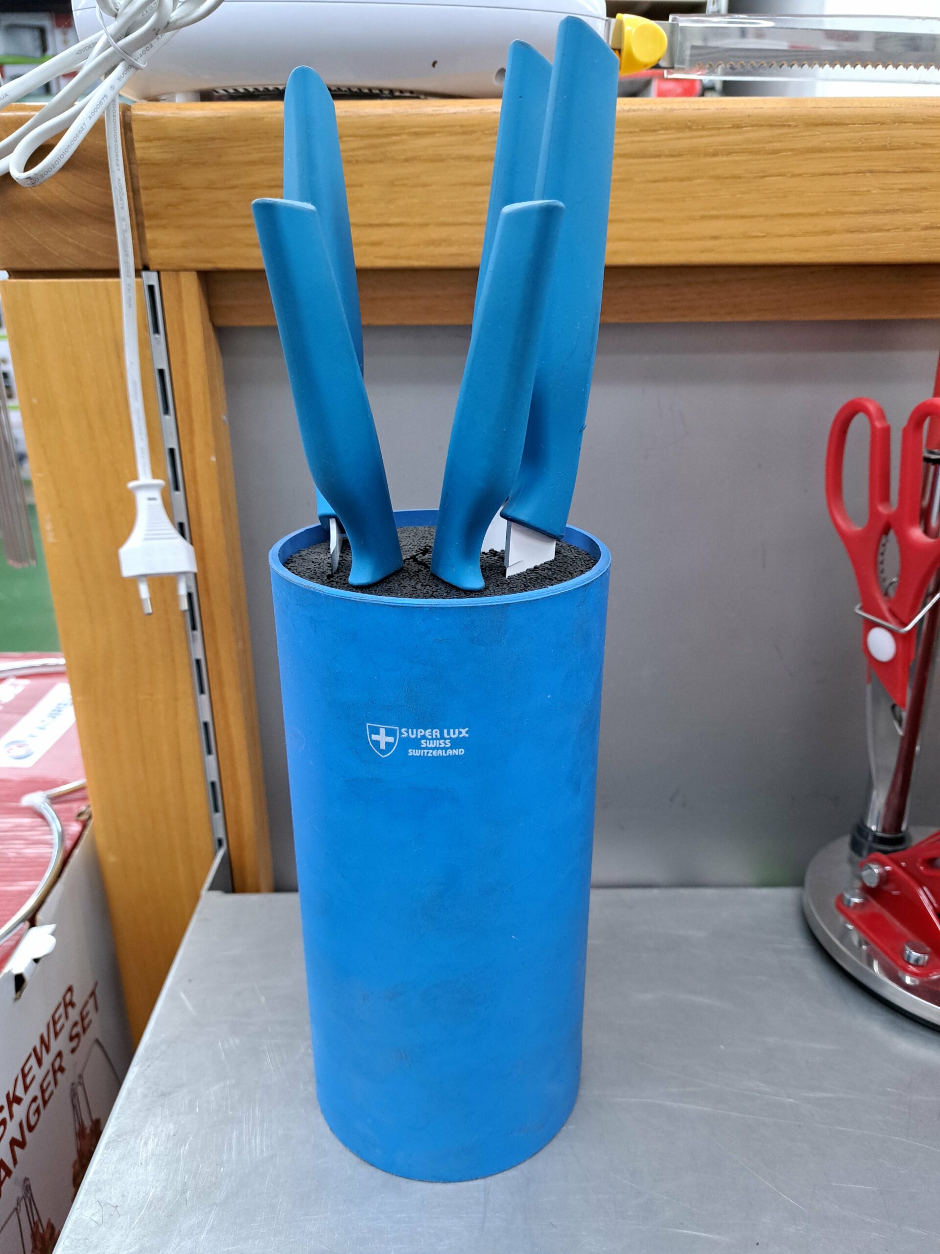 Socle paille bleu