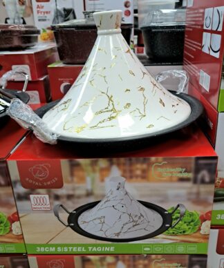 Tajine 38cm blanc marbré