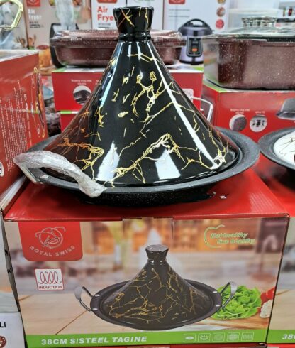 Tajine 38cm noir marbré