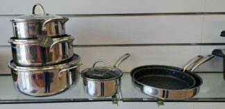 Batterie de cuisine 10pcs Inox intérieur Pierre