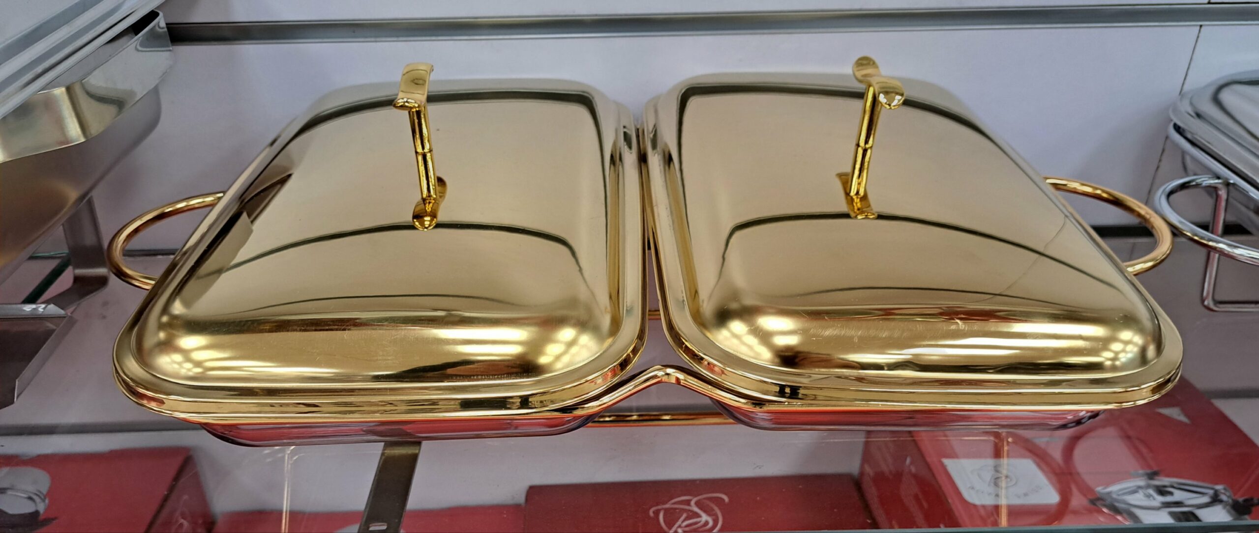 Chafing Dish en verre 2.2L+2.2L doré