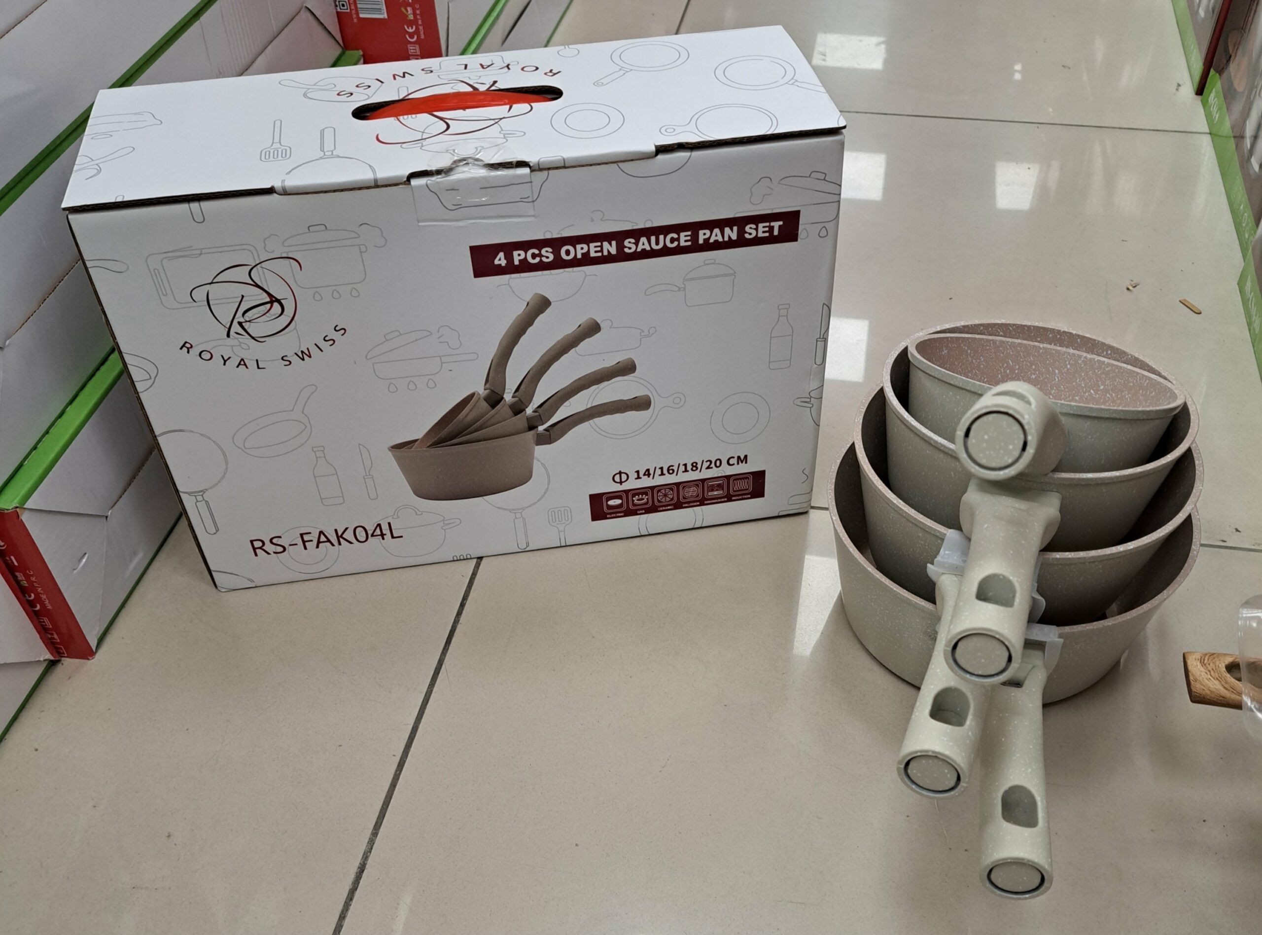 Casserole 4pcs manche fixe - Beige