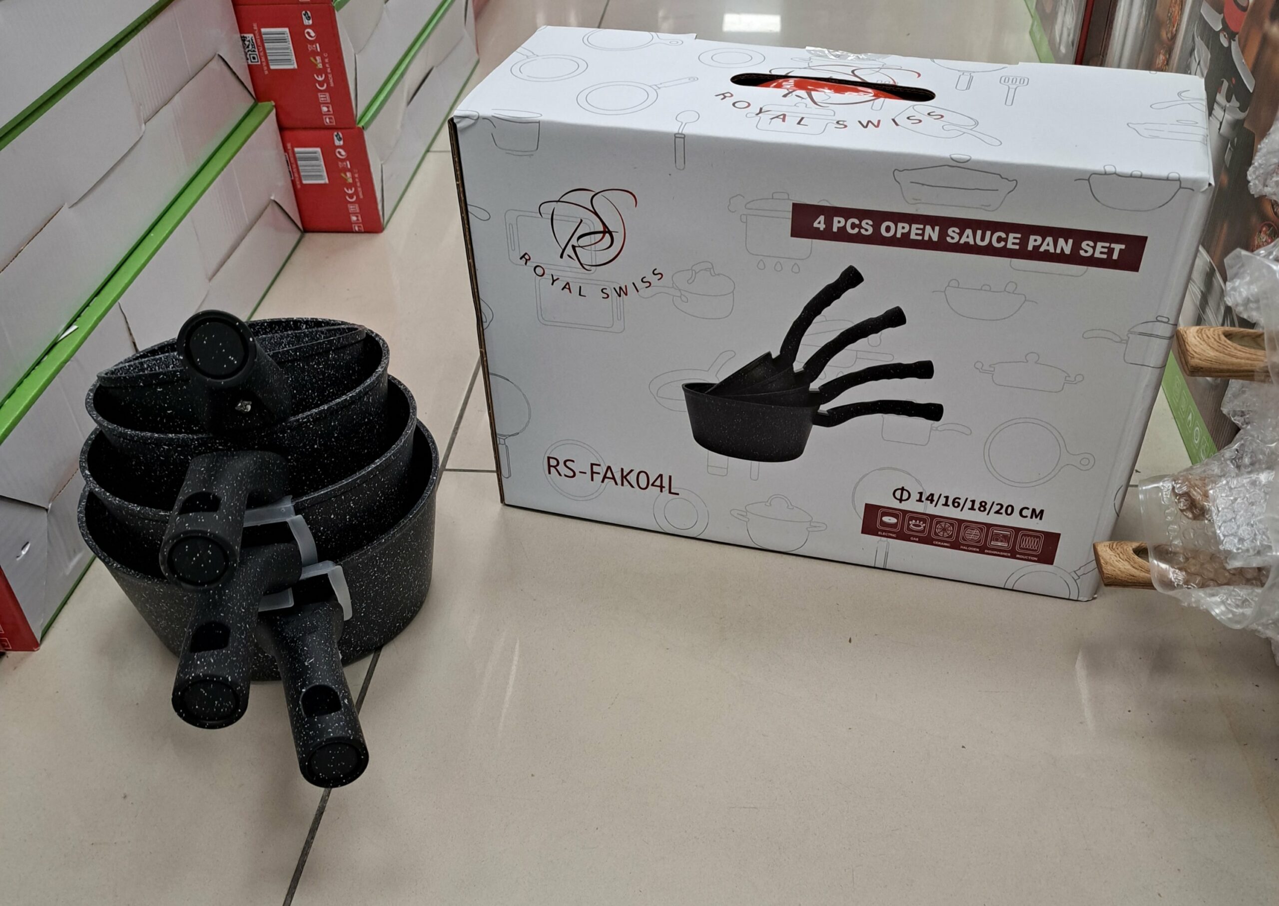 Casserole 4pcs manche fixe - Noir