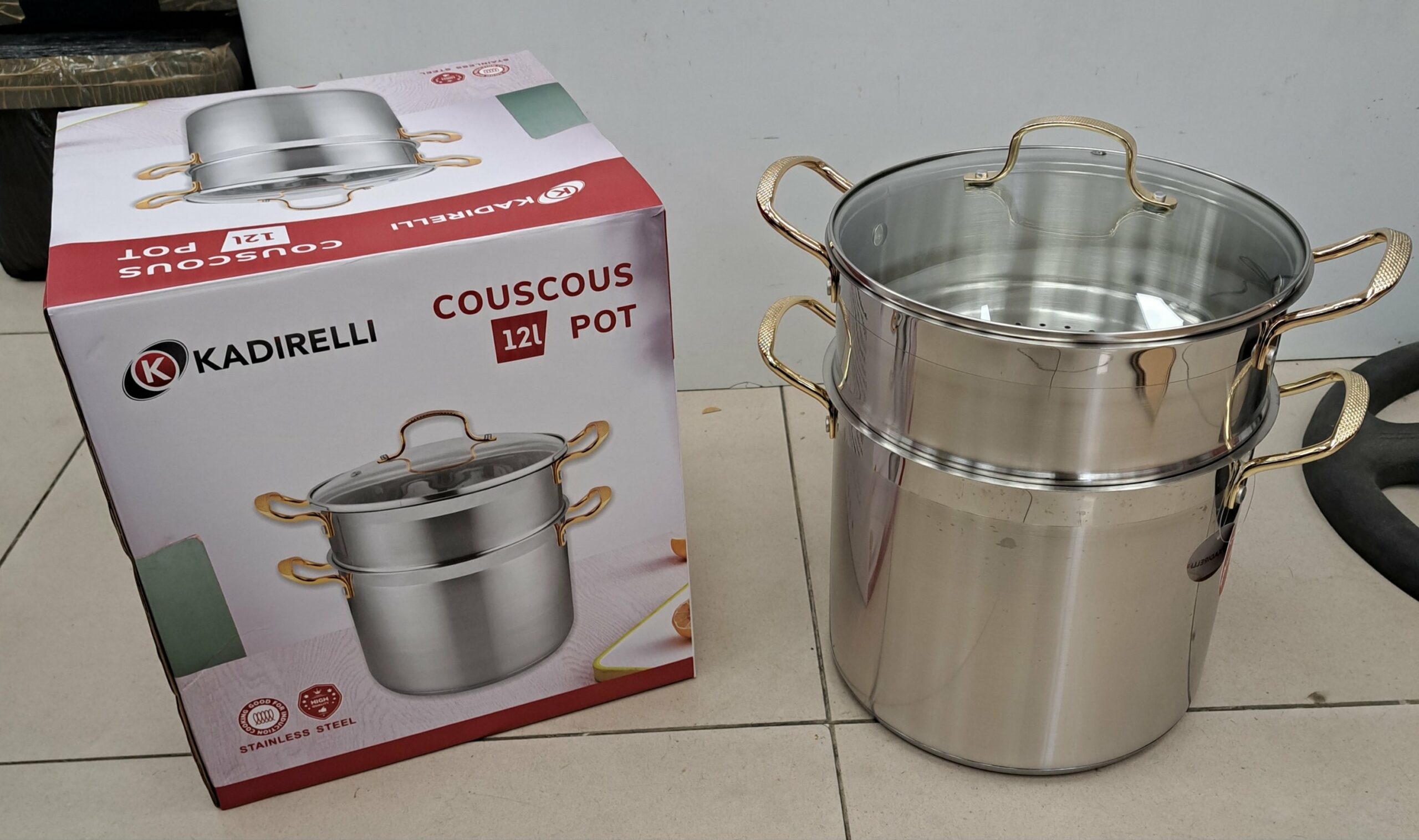 Couscoussier inox doré 12L