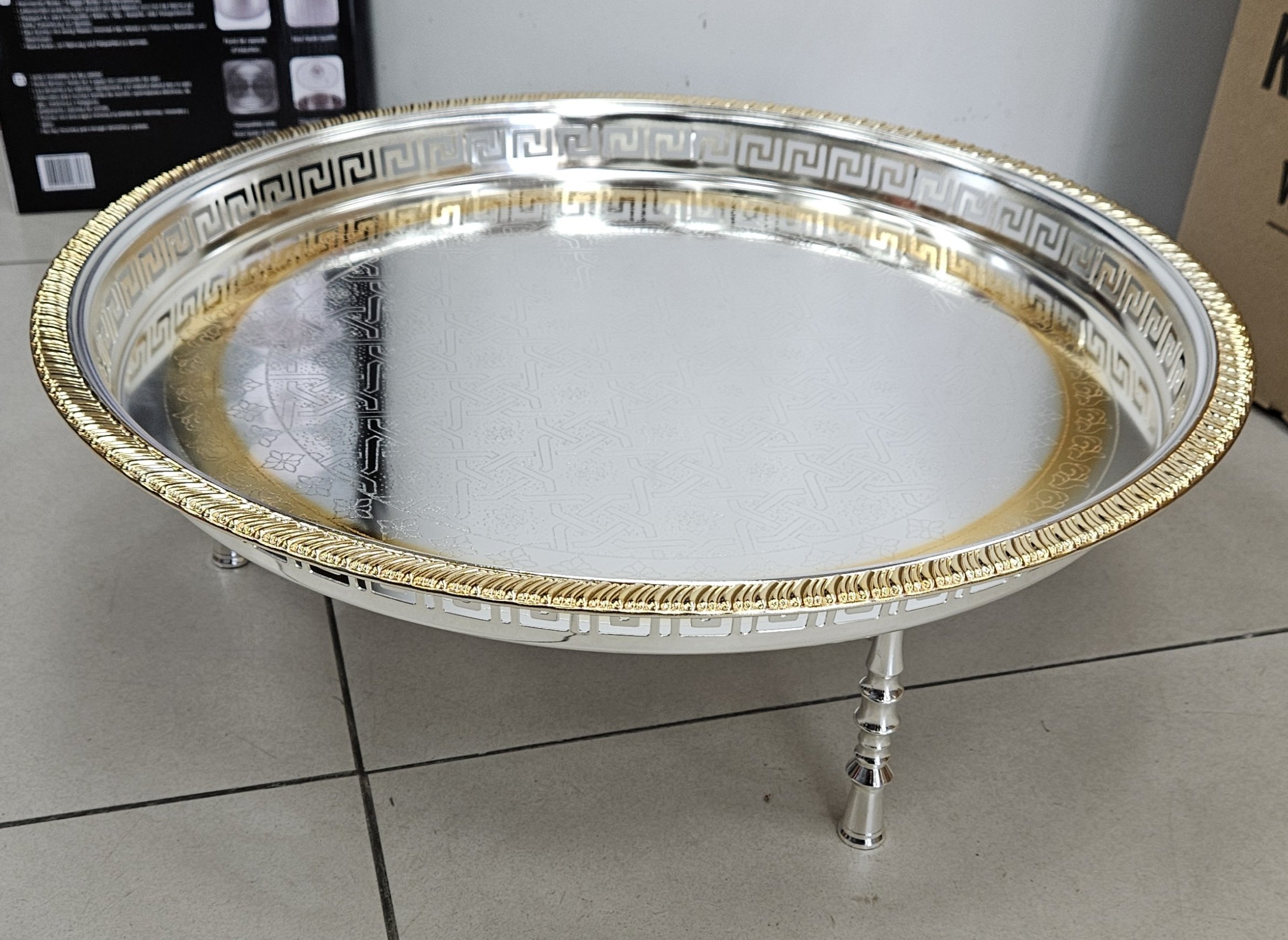 Plateau avec pied grand bicolore - K94011L