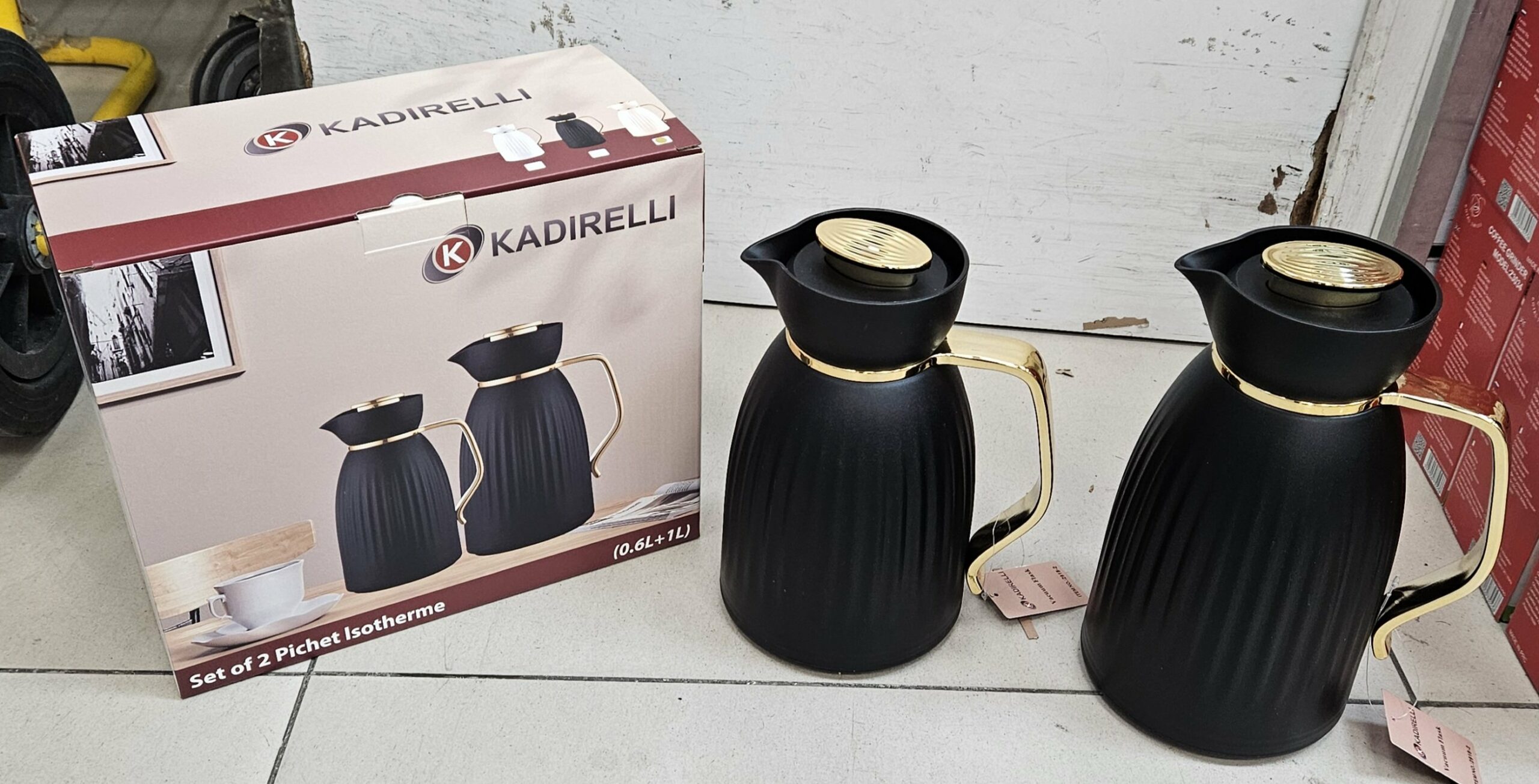 Thermos 0.6L+1L Noir - intérieur en verre