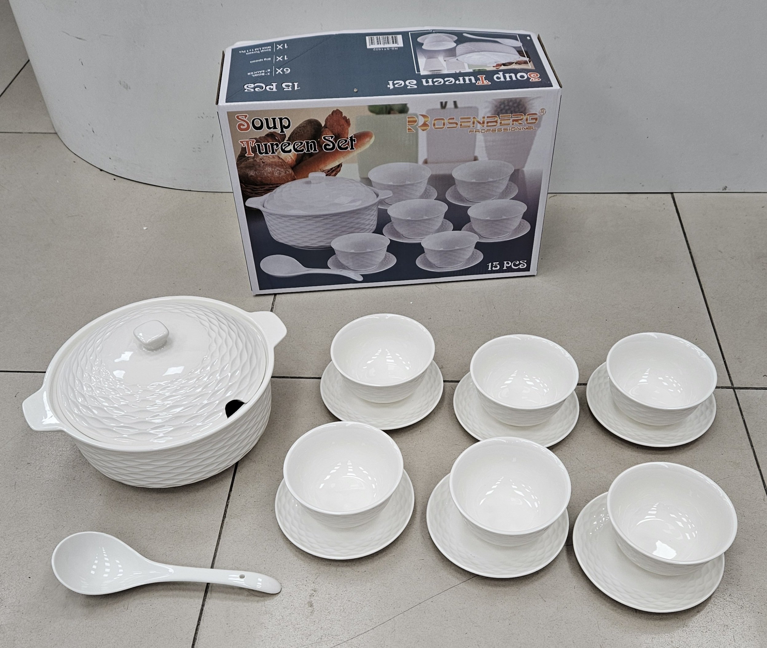 Service à soupe en porcelaine 15pcs