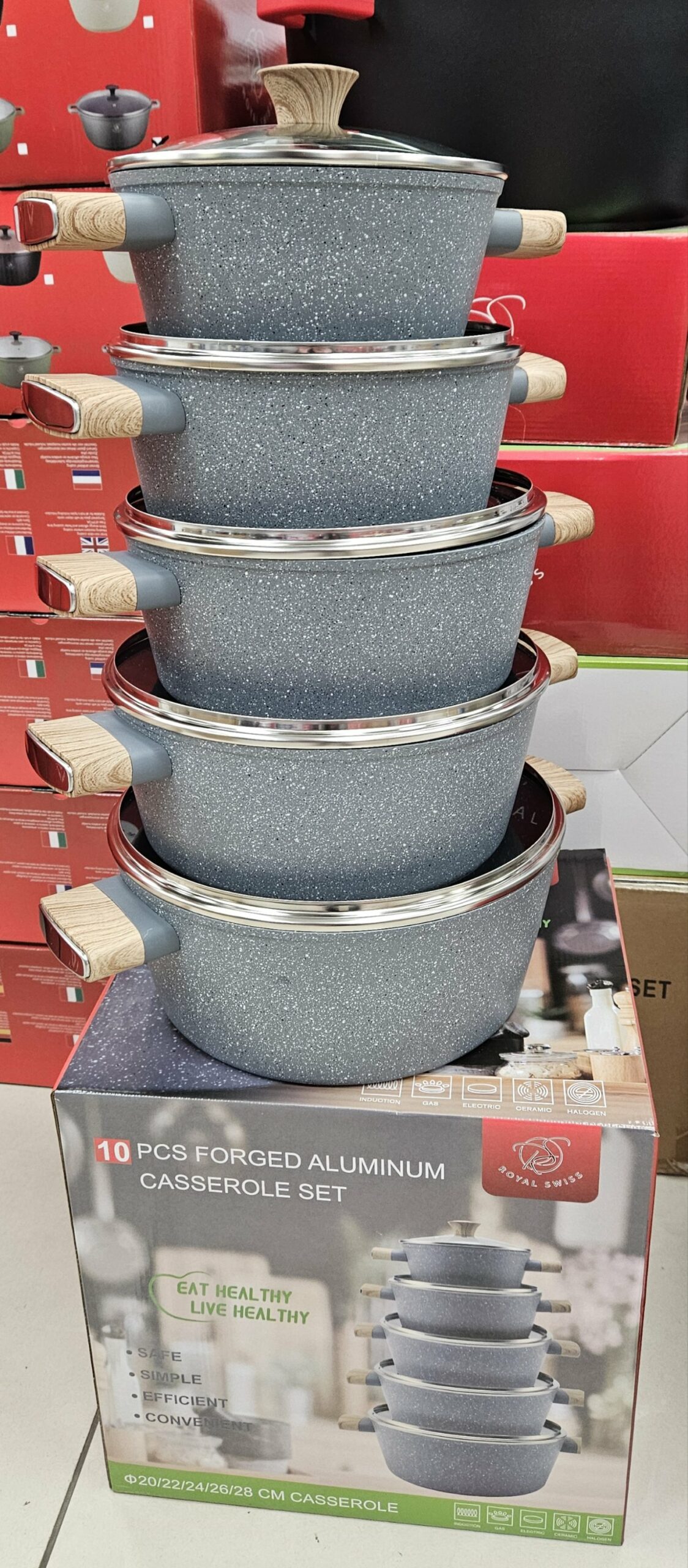 Batterie 10pcs Gris - 20cm/22cm/24cm/26cm/28cm