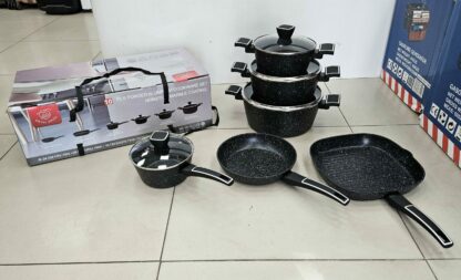 Batterie de cuisine 10pcs Noir - Royal Swiss