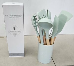 Ustensile silicone 12pcs - Cyan