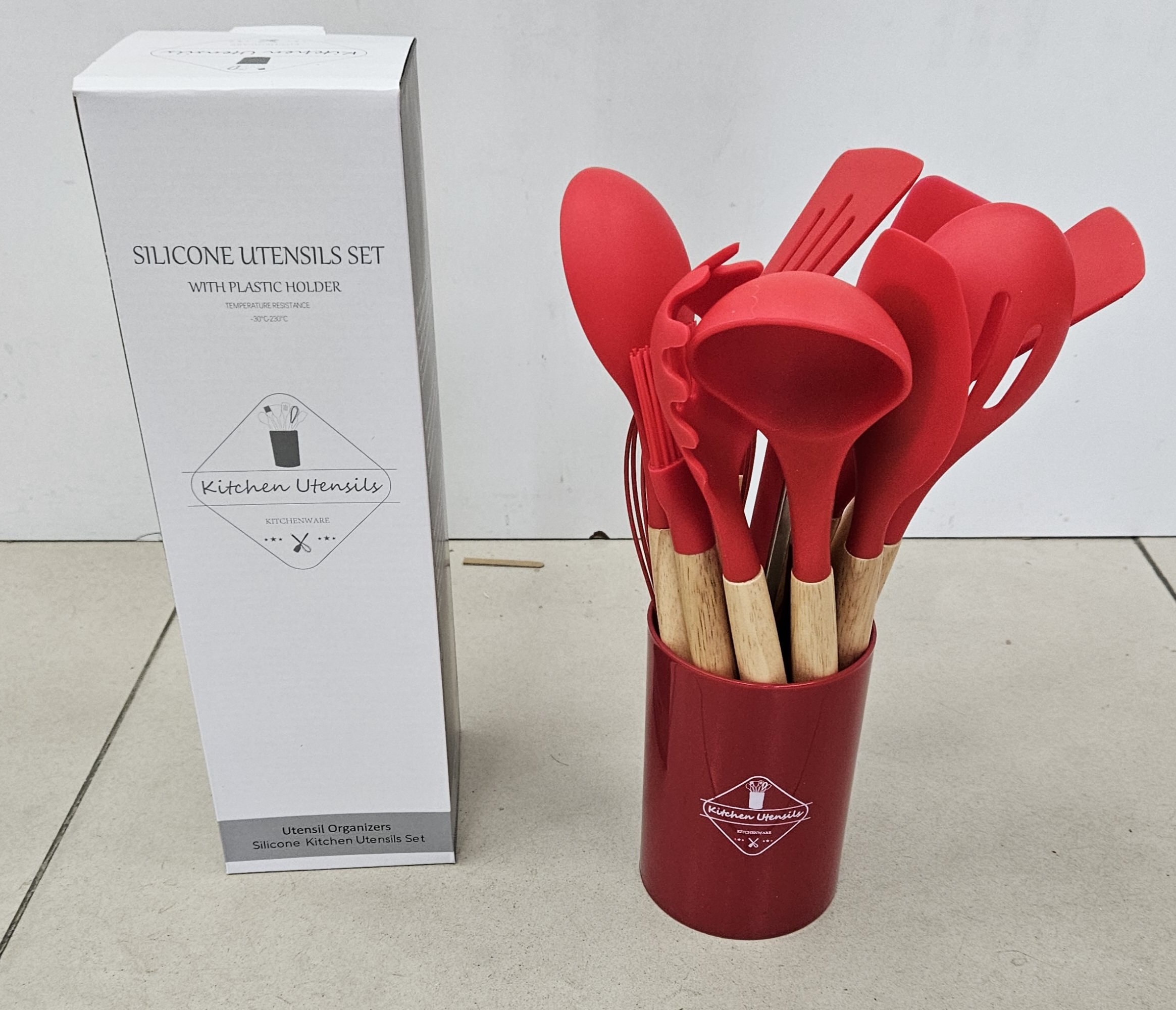 Ustensile silicone 12pcs - Rouge