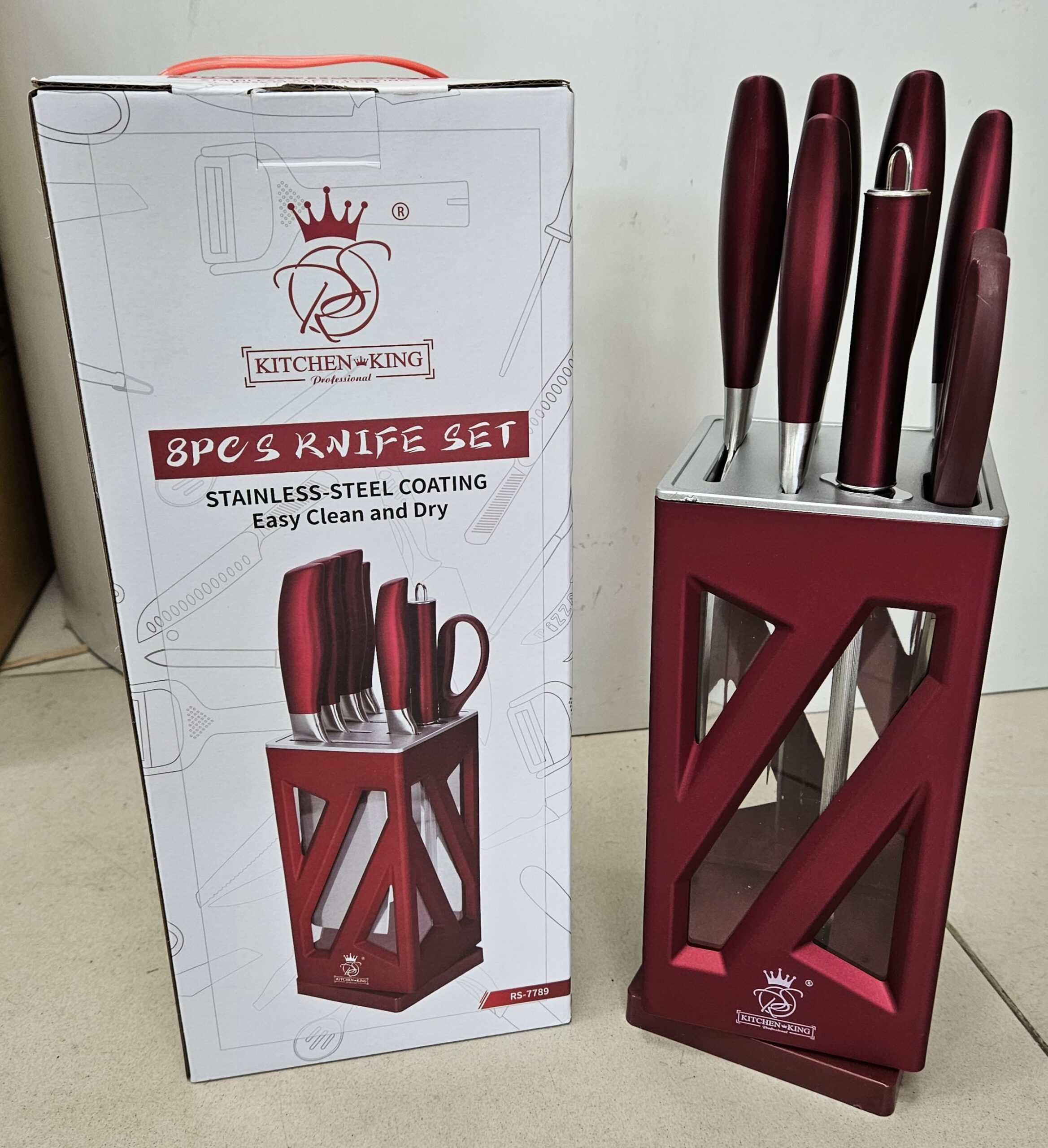 Couteaux socle pivotant 8pcs - Rouge