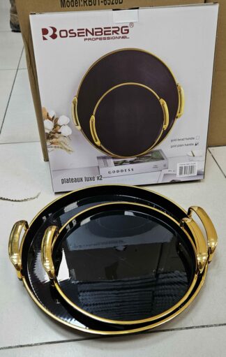 Plateau plastique 2pcs rond Noir
