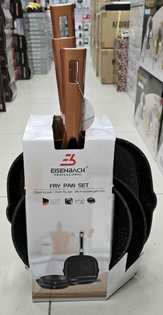 Poele 20cm + 24cm + Grill 28cm - Marron