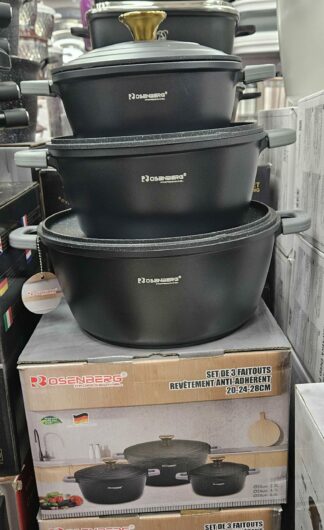 Faitout 20cm+24cm+28cm style Fonte