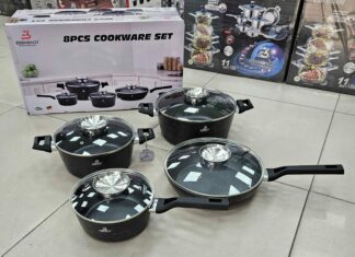 Batterie de cuisine 8pcs avec bouchon arome