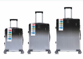Valise 3pcs - ABS + coin aluminium - Black