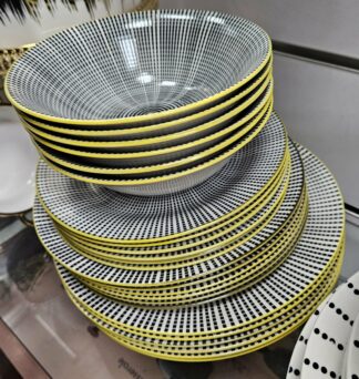 Service en porcelaine 24pcs Noir et Jaune