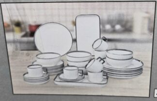 Service en porcelaine 32pcs contour argenté