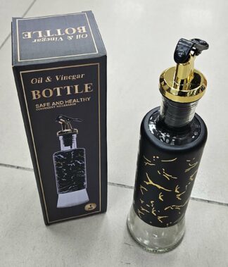Bouteille pour vinaigre ou huile noir/marbré