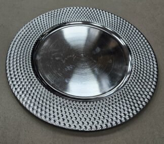 Assiette en plastique 33cm argenté