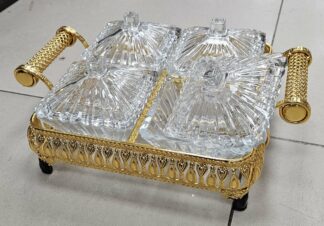 Présentoir 4 ramequin Gold+verre