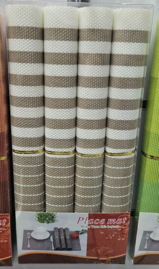 Set de table 4pcs Blanc/marron