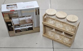 Pot à épices 7pcs - Bois+verre