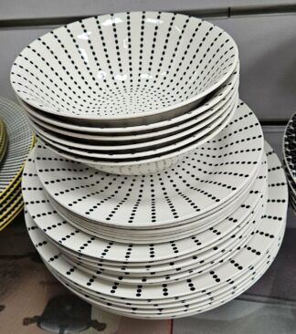 Service en porcelaine 24pcs Blanc et noir