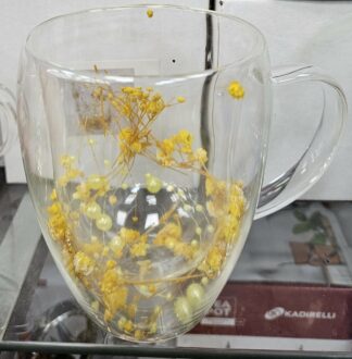 Verre double parroi avec fleur gold