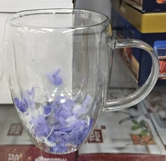 Verre double parroi avec fleur violette