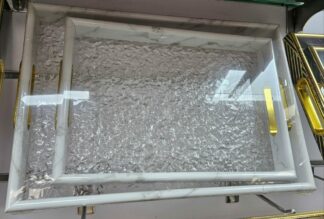 Plateau en bois 2pcs Blanc marbré