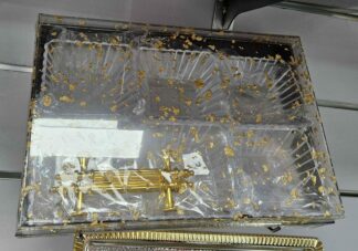 Plateau en bois avec poignet + 6 ramequin marron