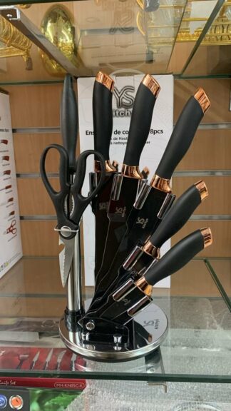 Couteaux socle 8pcs Black/Gold - YS009G