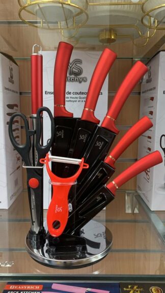 Couteaux socle 9pcs Red - YS009R