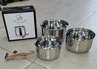 Casserolle 3pcs + 1 manche Inox RS