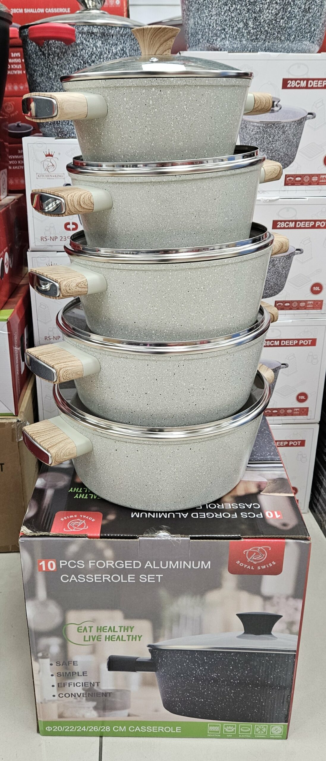 Batterie 10 Pièces Beige - 20 Cm/22 Cm/24 Cm/26 Cm/28 CM