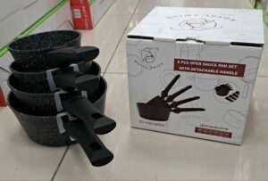 Casserolle 4 Pièces Manche Amovible - Noir