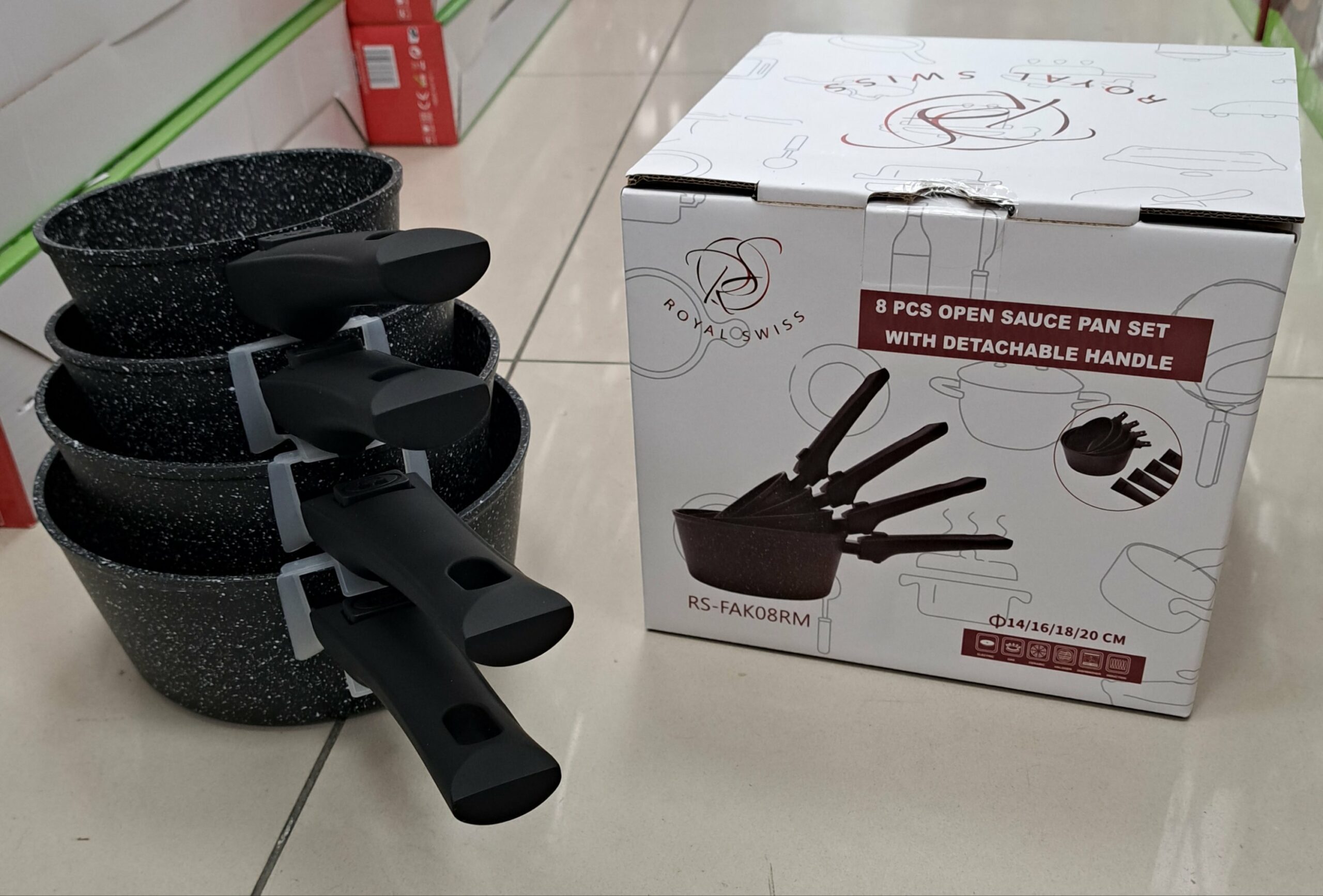 Casserolle 4 Pièces Manche Amovible - Noir