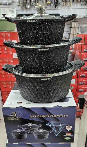 Faitout 20 CM + 24 CM + 28 CM - Diamand 6 Pièces Eb