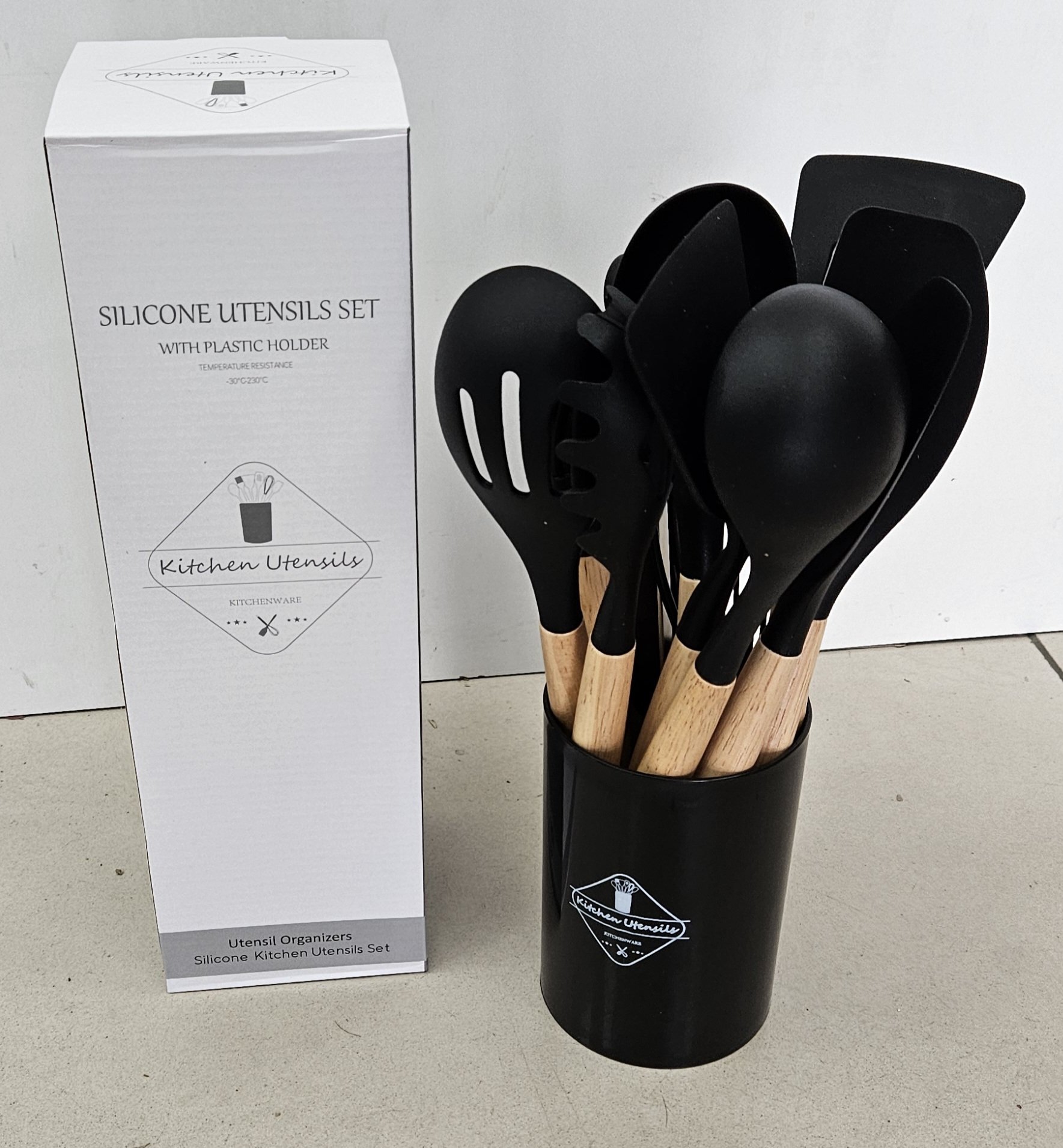 Ustensile Silicone 12 Pièces - Noir