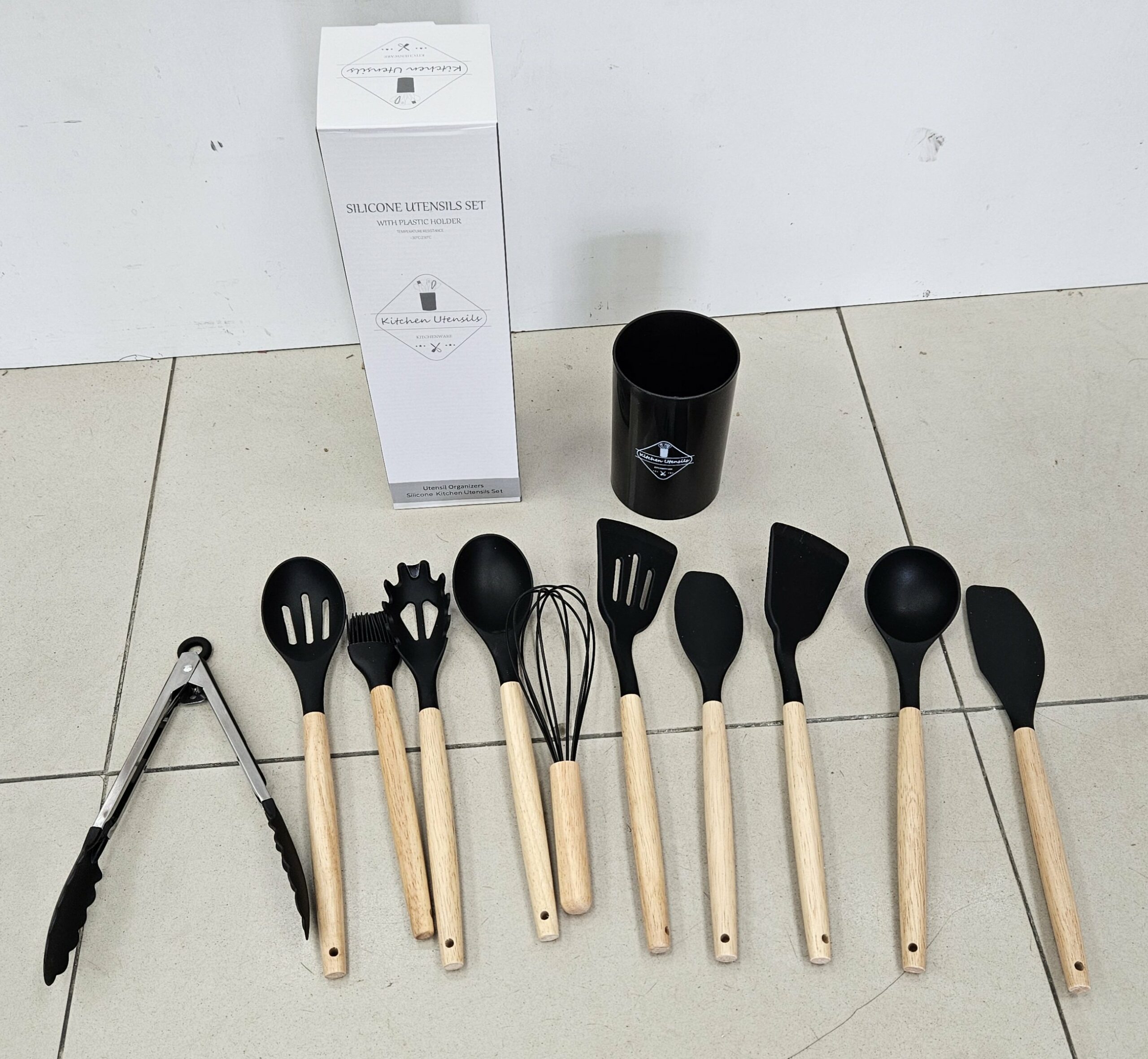 Ustensile Silicone 12 Pièces - Noir