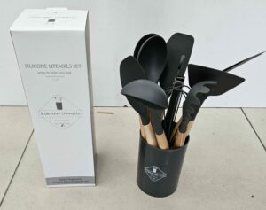 Ustensile Silicone 12 Pièces - Gris