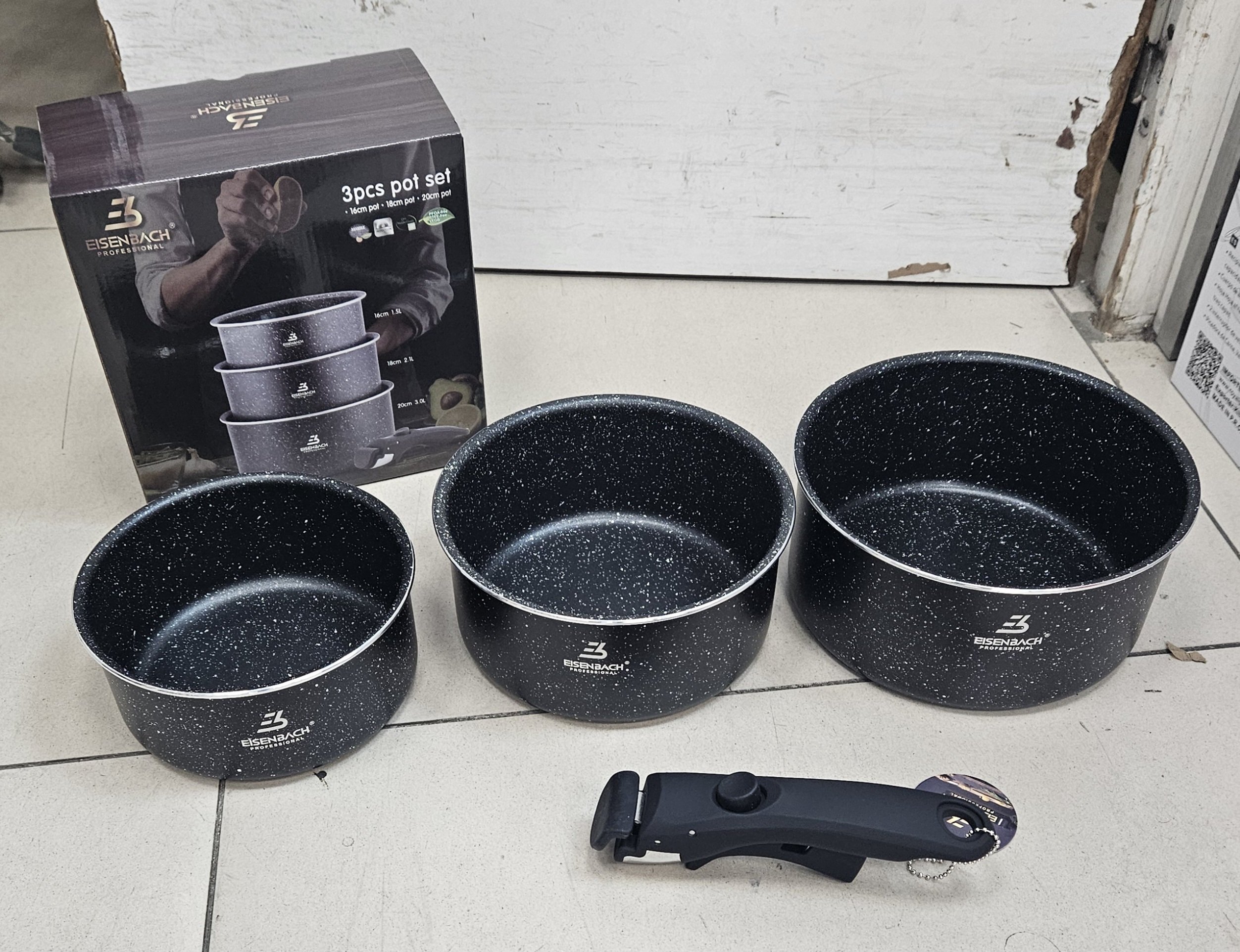 Casserolle 3 Pièces + 1 Manche Adaptatif