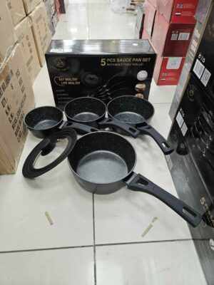 Casserolle 4 Pièces + 1 Couvercle Adaptatif - Noir