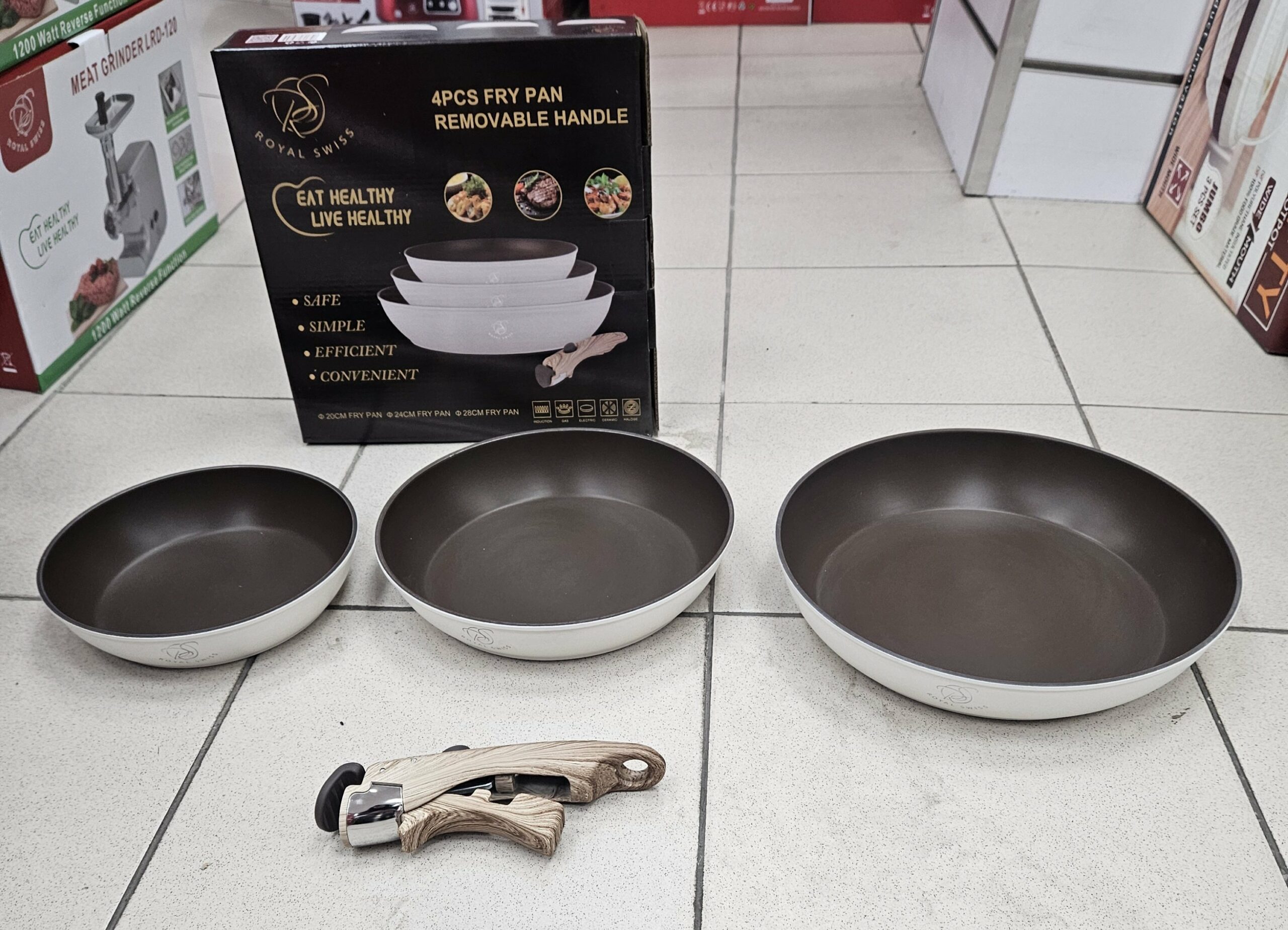 Poêle 3 Pièces + 1 Manche Adaptatif Rs - Beige