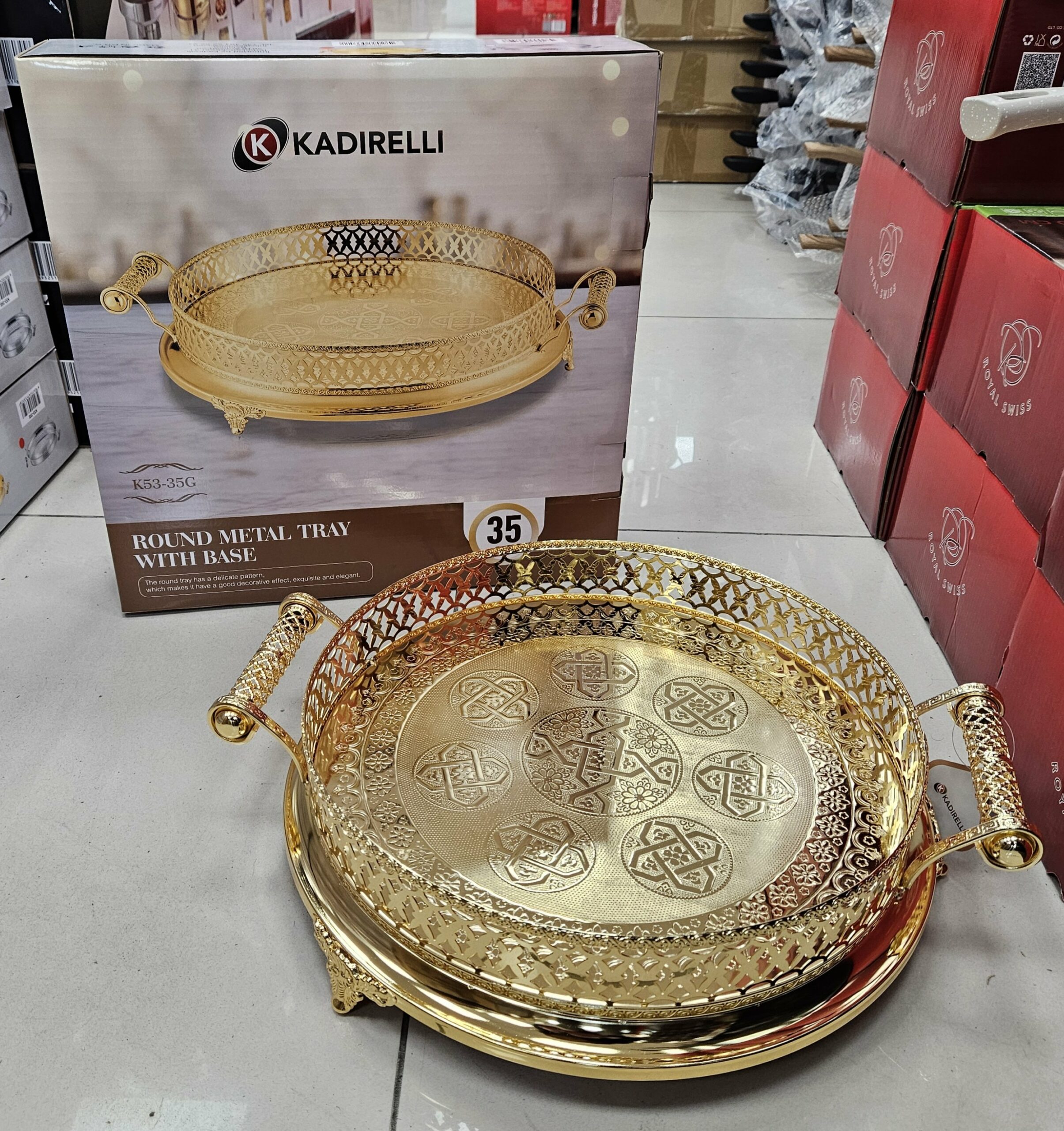 Plateau Rond 35 CM Doré