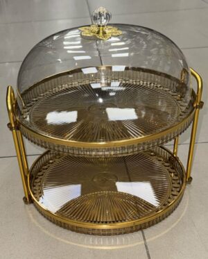 Plateau 2 Etage Marron avec couvercle - YS-E01