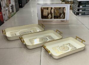 Plateau 3pcs rectangle opaque avec poignet - YS-E18