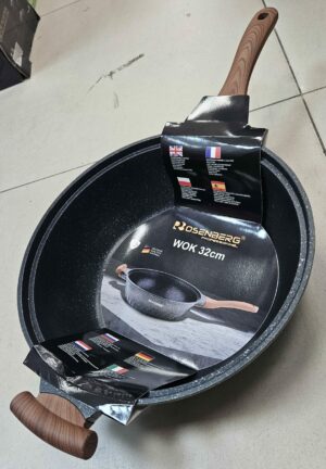 Wok 32 CM avec Manche en Bois et Hanse